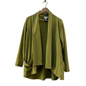 Inae Collection Open Front Cardigan Women's Large Green Lagenlook Waterfall